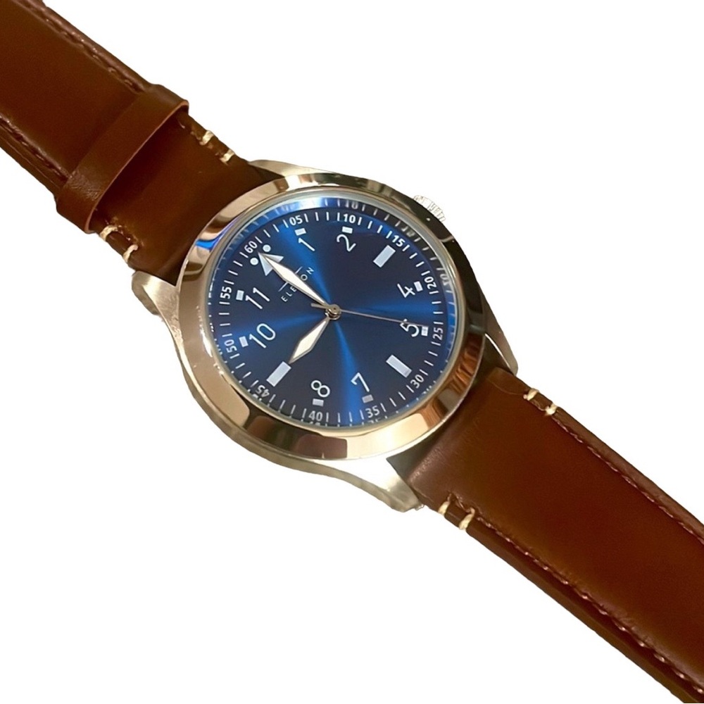 Elevon Hanson Aviator Genuine Leather Watch - Blue Face
